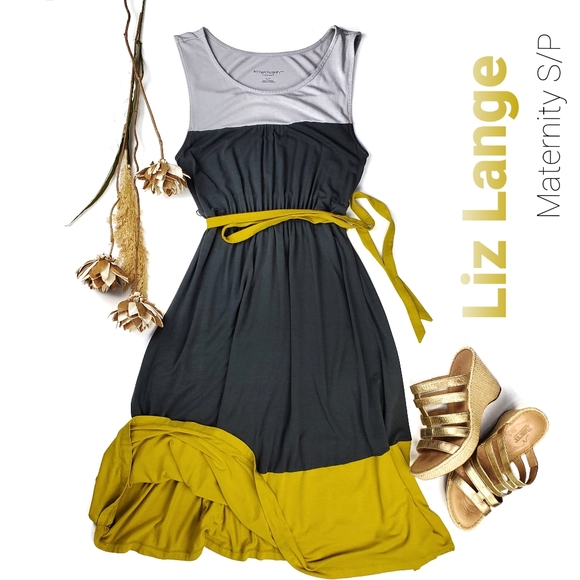 Liz Lange Dresses & Skirts - Liz Lange Gray Mustard Rayon Blend Maternity Dress